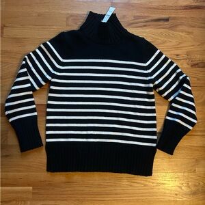 J.Crew Cotton Striped Black and White Turtleneck Sweater - Womens Small
